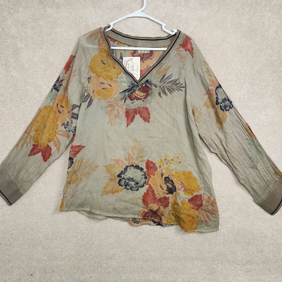 Vintage Goa Sand Vintage Wash Floral Long Sleeve V-Neck Tunic Size XL NWT - Picture 2 of 8